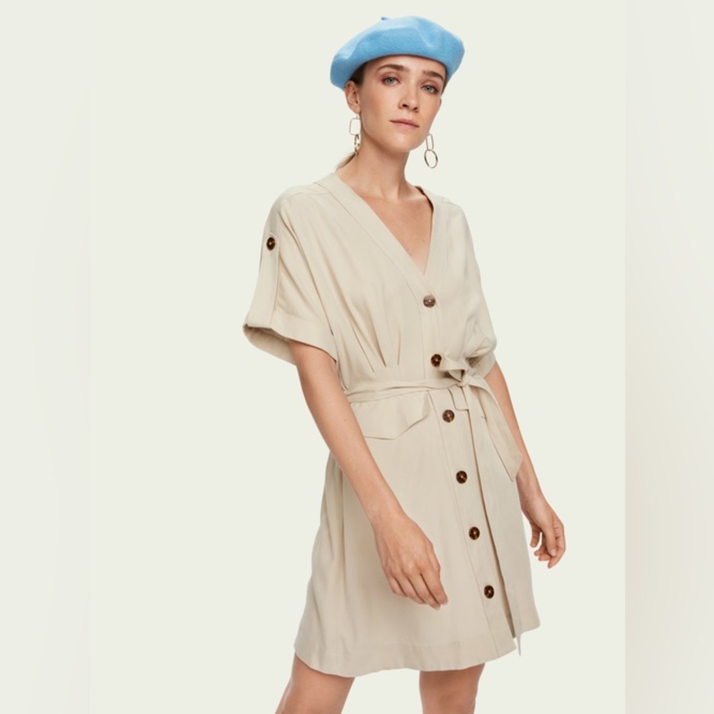 Scotch & Soda V-neck Button-down Drapey Safari Dress